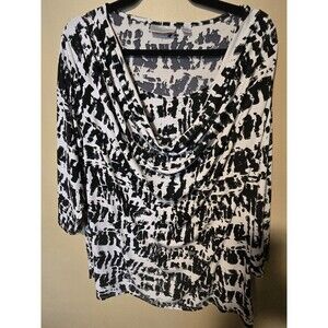 Avenue Drape Neck Abstract Print Top Womens Plus Size 22/24 Stretchy Blouse